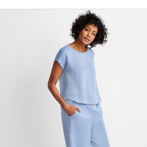 State of Day Womens 2-Pc. Silk Touch Short Sleeve Pajama Set Eventide Blue XL
